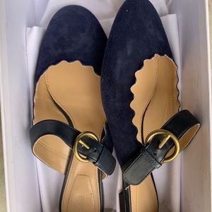 Navy chloe scalloped flat